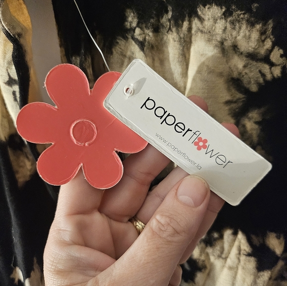 Paper Flower Trendy Tween Fashion Tie Dye V-Neck Long Sleeve Top - Egret Black - Picture 5 of 10